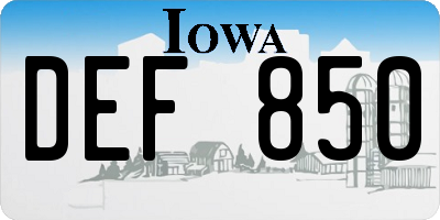 IA license plate DEF850