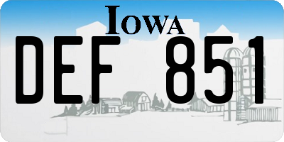 IA license plate DEF851