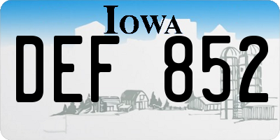 IA license plate DEF852