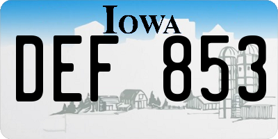 IA license plate DEF853
