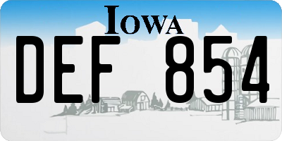 IA license plate DEF854