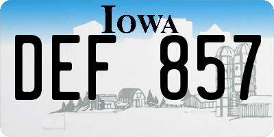 IA license plate DEF857