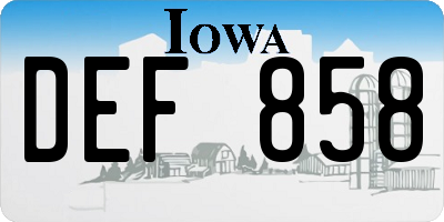 IA license plate DEF858