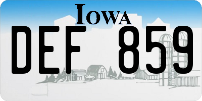 IA license plate DEF859