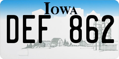 IA license plate DEF862