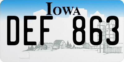 IA license plate DEF863