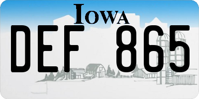IA license plate DEF865
