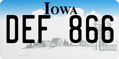 IA license plate DEF866