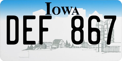 IA license plate DEF867