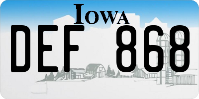 IA license plate DEF868