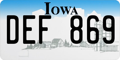 IA license plate DEF869