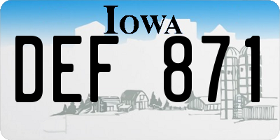 IA license plate DEF871