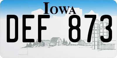 IA license plate DEF873