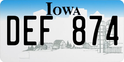 IA license plate DEF874