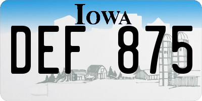 IA license plate DEF875
