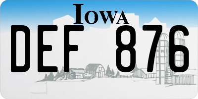 IA license plate DEF876