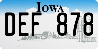 IA license plate DEF878