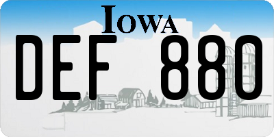 IA license plate DEF880