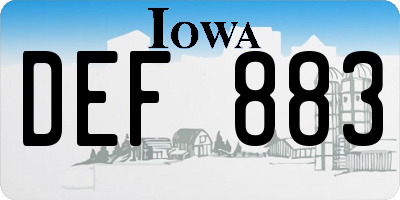 IA license plate DEF883