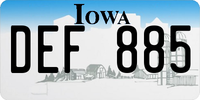 IA license plate DEF885