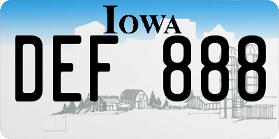 IA license plate DEF888