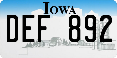 IA license plate DEF892