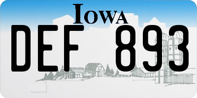 IA license plate DEF893
