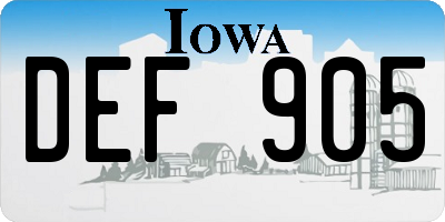 IA license plate DEF905