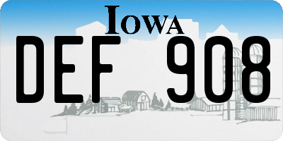 IA license plate DEF908