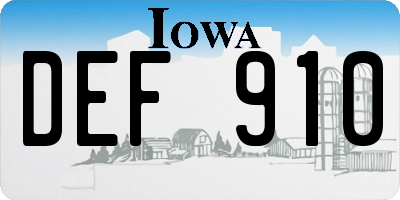 IA license plate DEF910