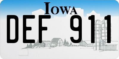 IA license plate DEF911