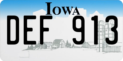 IA license plate DEF913