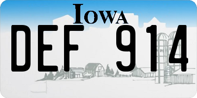 IA license plate DEF914