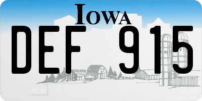 IA license plate DEF915