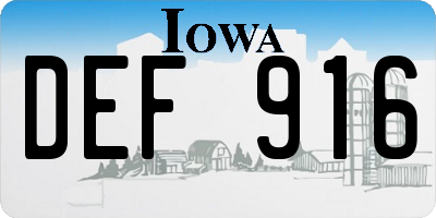 IA license plate DEF916