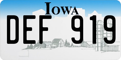IA license plate DEF919