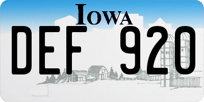 IA license plate DEF920