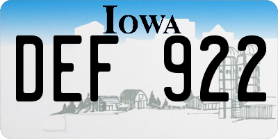 IA license plate DEF922