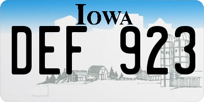 IA license plate DEF923