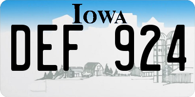 IA license plate DEF924