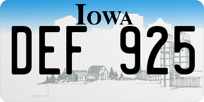 IA license plate DEF925