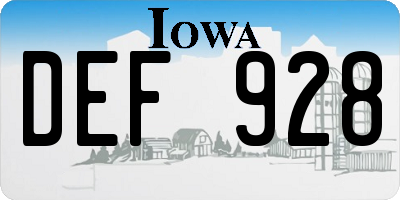 IA license plate DEF928
