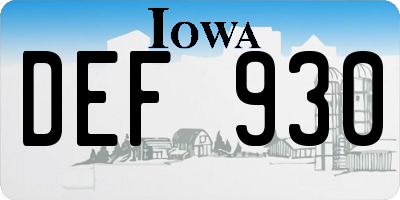 IA license plate DEF930