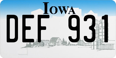 IA license plate DEF931