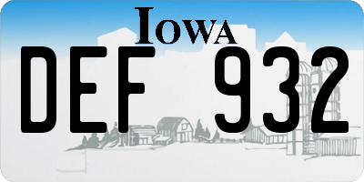 IA license plate DEF932