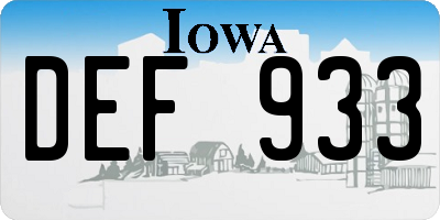 IA license plate DEF933