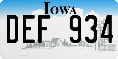 IA license plate DEF934