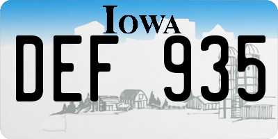 IA license plate DEF935