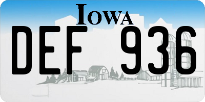 IA license plate DEF936