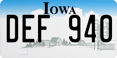 IA license plate DEF940